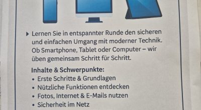 Neuer Kurs „Bites & Bytes“ – Alles rund um Handy, Tablet und PC