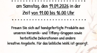 Wir laden ein zum „Herbstfest & Kreativmarkt“ 2026